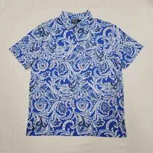M Polo Ralph Lauren Shorewood Paisley Blue Standard-Fit Jersey Polo Shirt 40"